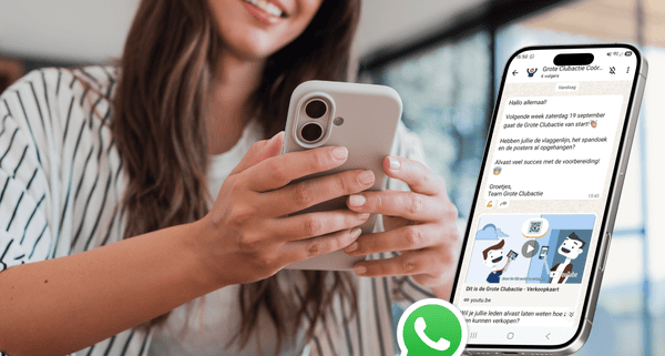 Het WhatsApp-kanaal van de Grote Clubactie voor coördinatoren en vrijwilligers